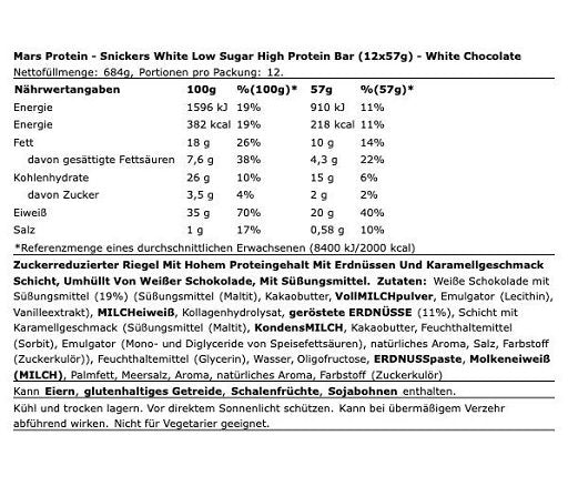 Snickers LOW SUGAR High Protein Bar (12x57g)