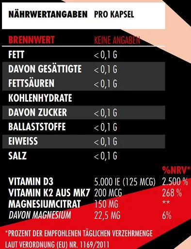 Big Zone Vitamin D3 + K2 90 Kapseln