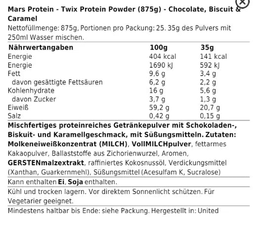 Twix High-Protein Powder 875g - Choco Biscuit and Caramel